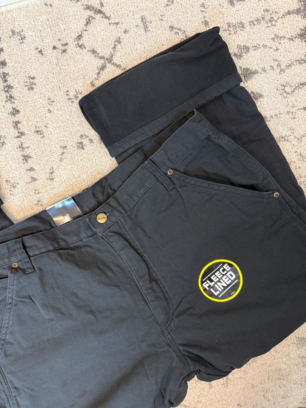 NWT Mens Black Fleece-Lined Work Pants